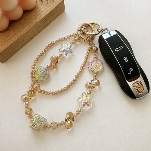 Elegant Double-Layer Crystal Beaded Keychain