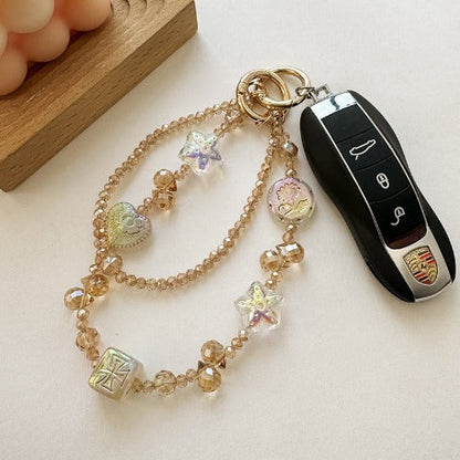 Elegant Double-Layer Crystal Beaded Keychain