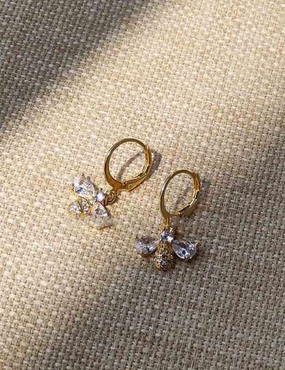 Cute Bear Cubic Zircon Drop Hoop Earring