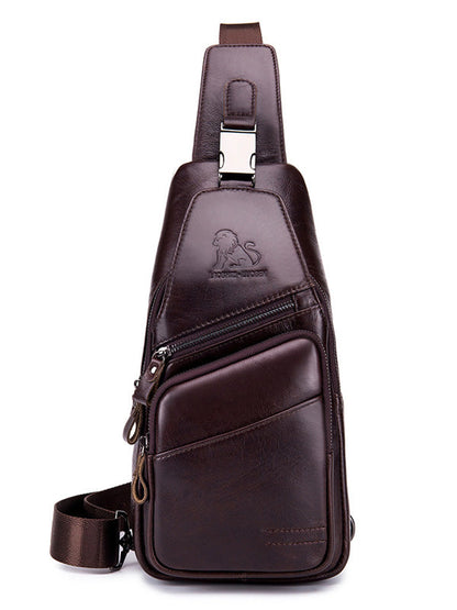 Multi-layer Pocket Leather Casual Crossbody Shoulder Bag