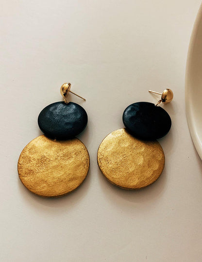 Color Block Wooden Geometric Drop Earrings