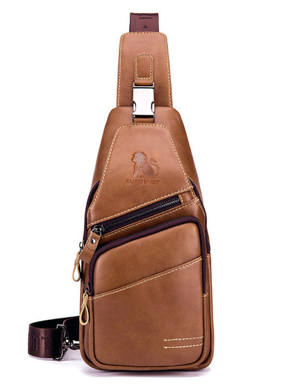 Multi-layer Pocket Leather Casual Crossbody Shoulder Bag