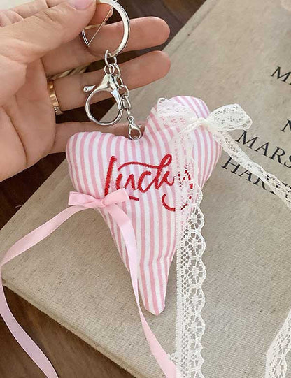 Lace Plush Striped Love Bag Charm