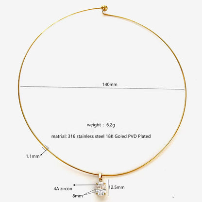 Sparking Zircon Stainless Steel Choker Necklace