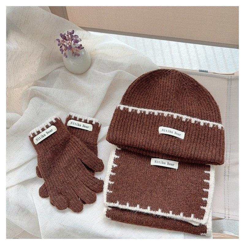 Kids Knitted Gloves Scarf Hat Set