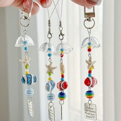 Minimalist Wind Chime Fish Beaded Phone Charm