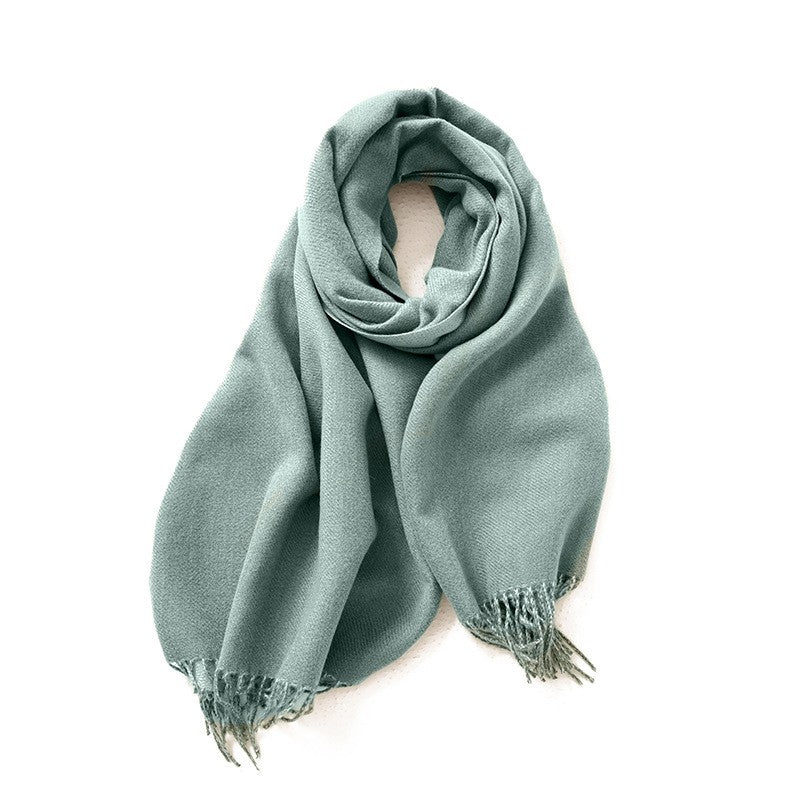 Solid Color Double-Side Imitation Cashmere Winter Warm Shawl Scarf