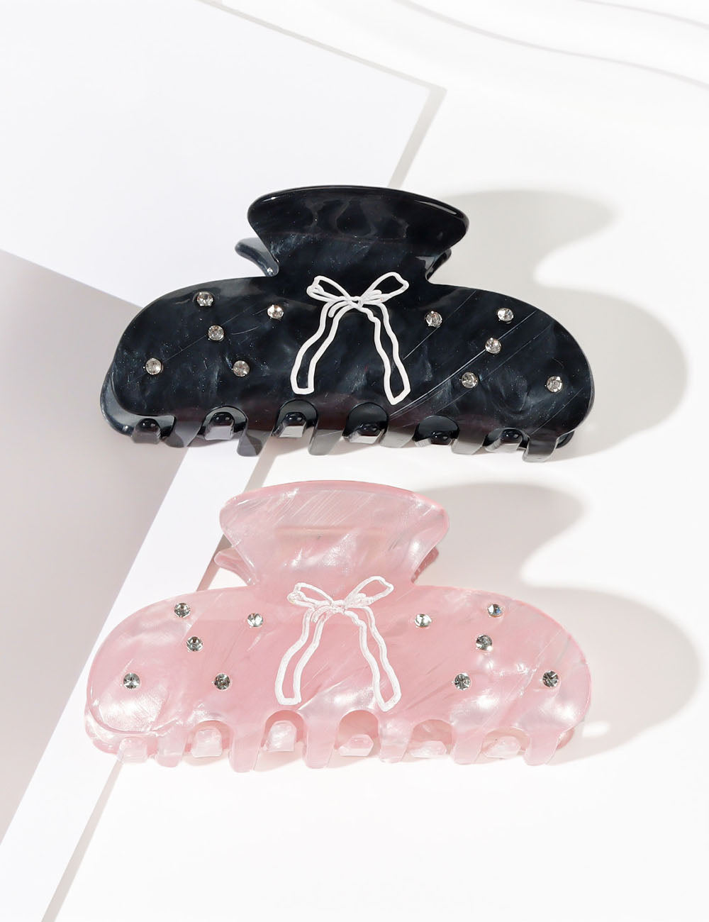 Cute Bow Print Rhinestone Hair Claw