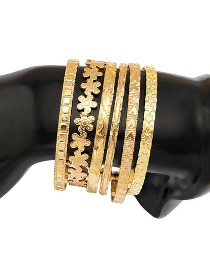 Simple Metal Heart Flower Bracelet Set