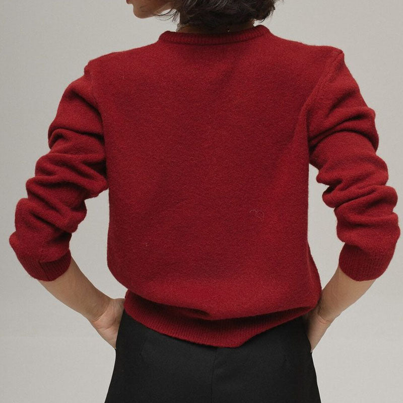 Minimalist Round Neck Long Sleeve Cropped Cardigan