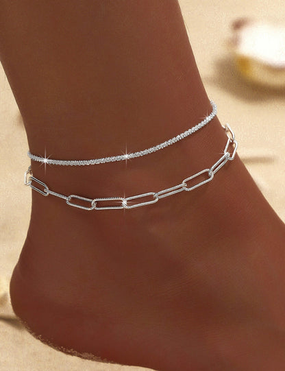 Simple Glitter Double Anklet