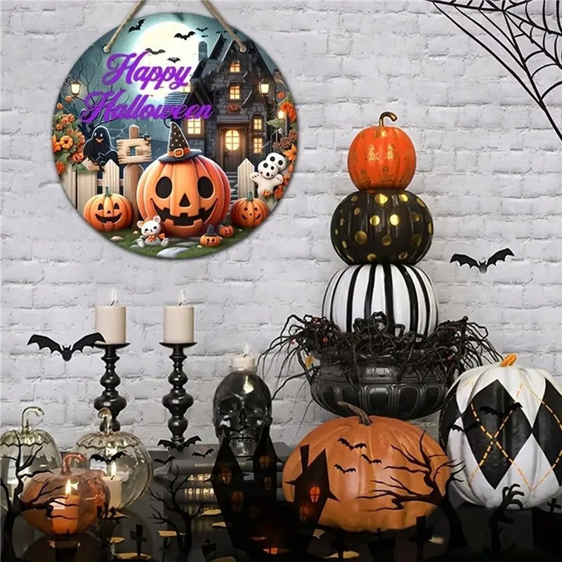 Halloween Wooden Door Sign Hanging Decor