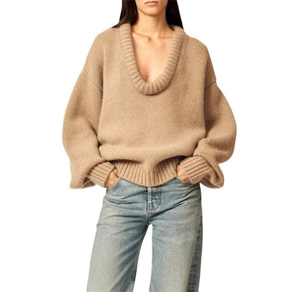 Stylish Loose Fit Solid Color Knit Sweater
