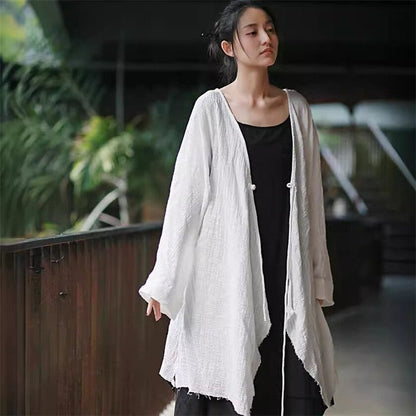 Solid Color Cardigan With Fringe Trim