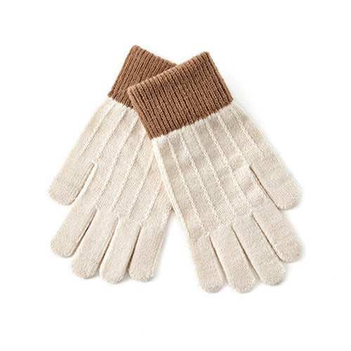 Color Block Splicing Padded Knit Gloves
