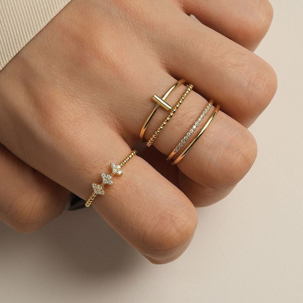 Zircon Cross Simple Adjustable Rings