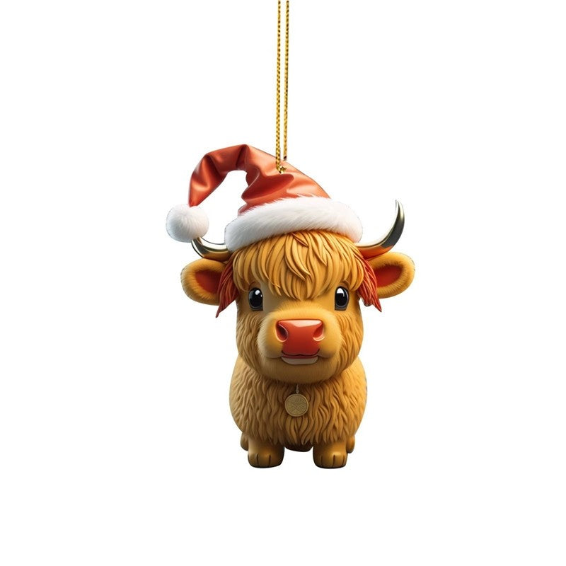 Christmas Bull Car Hanging Ornament