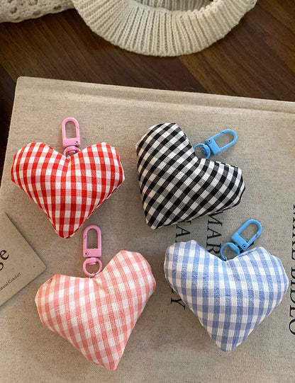 Sweet Plush Plaid Love Bow Bag Charm