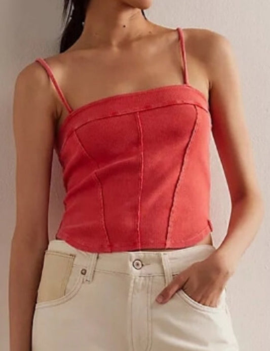 Washed Ribbed Slim Spaghetti Camis