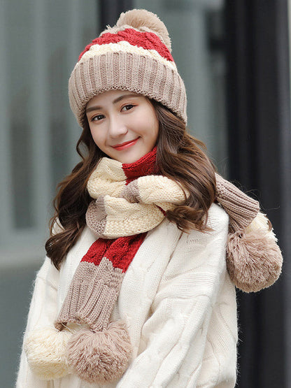 Personality Thickened Solid Hat&Scarf Set