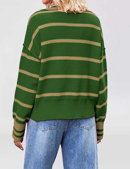 Trendy Splice Striped Oversized Knit Sweater