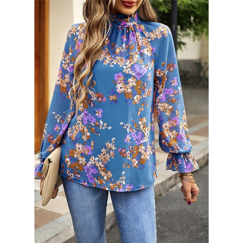 Floral Printed Long Sleeves Blouse Top