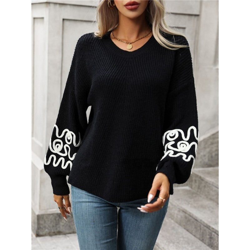Long Sleeve Crewneck Casual Loose Pullover Knitted Sweater