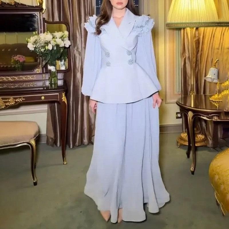 Fashion Luxury Two Piece Dress Floral Mesh