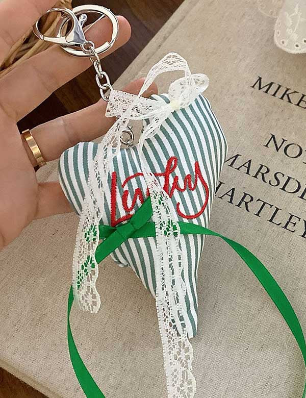 Lace Plush Striped Love Bag Charm