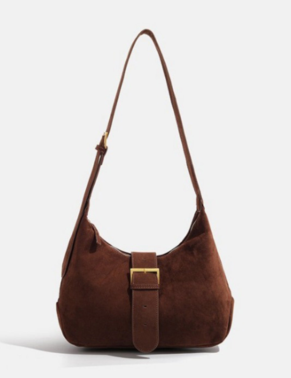 Vintage Suede Buckle Flap Shoulder Bags