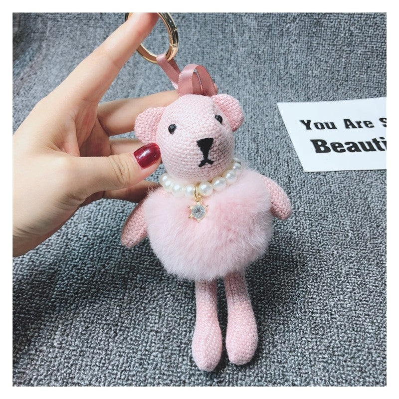 Cute Plush Knit Bear Keychain Pendant