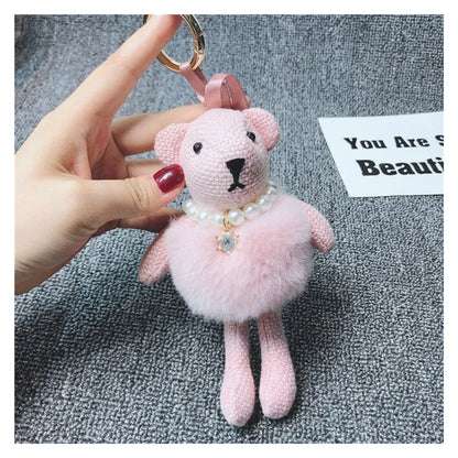 Cute Plush Knit Bear Keychain Pendant