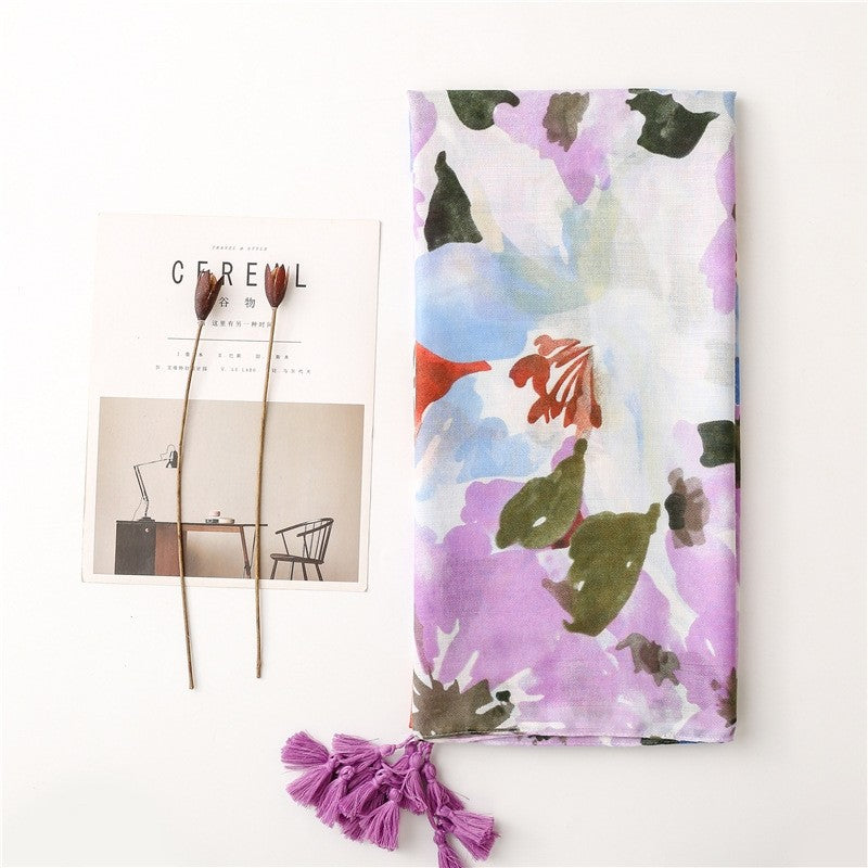 Colorful Cotton Linen Vacation Beach Scarf