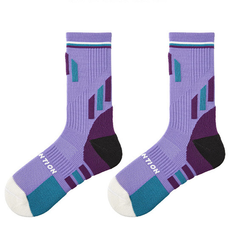 Sports Color Block Breathable Crew Socks