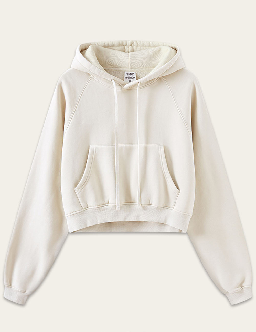 Simple Long Sleeve Drawstring Cropped Hoodie