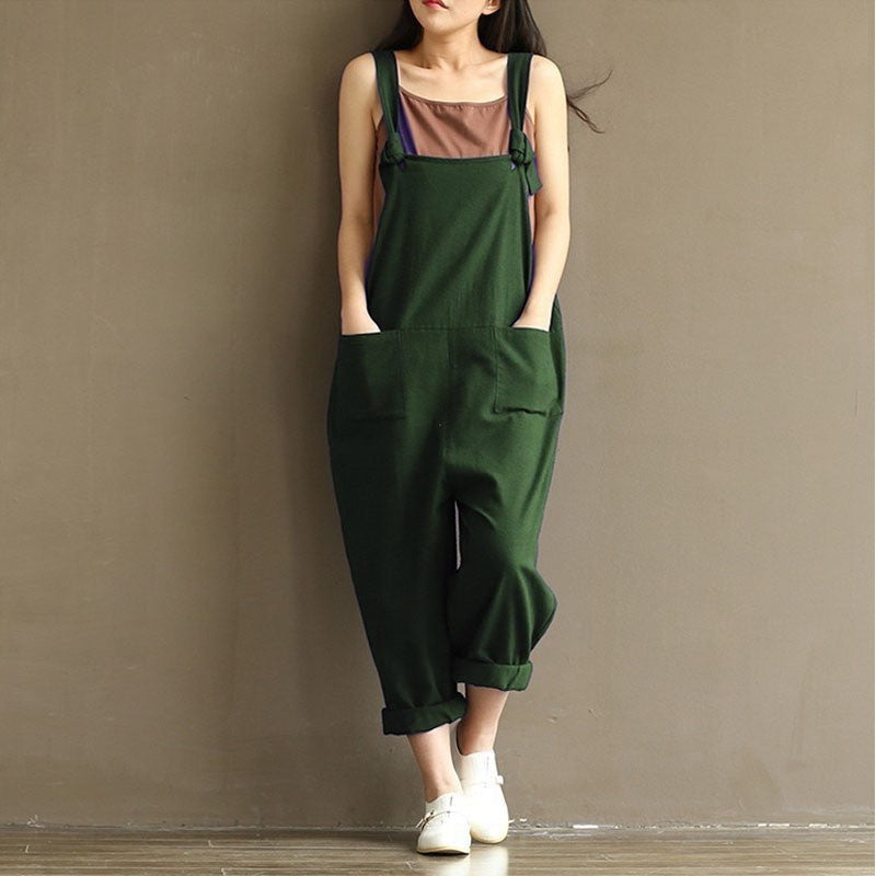 Pocket Solid Harem Pants Baggy Jumpsuit