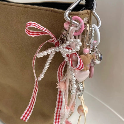 Cute Plush Cat Bow Tassel Bag Charm