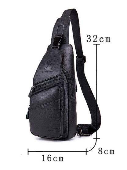 Multi-layer Pocket Leather Casual Crossbody Shoulder Bag