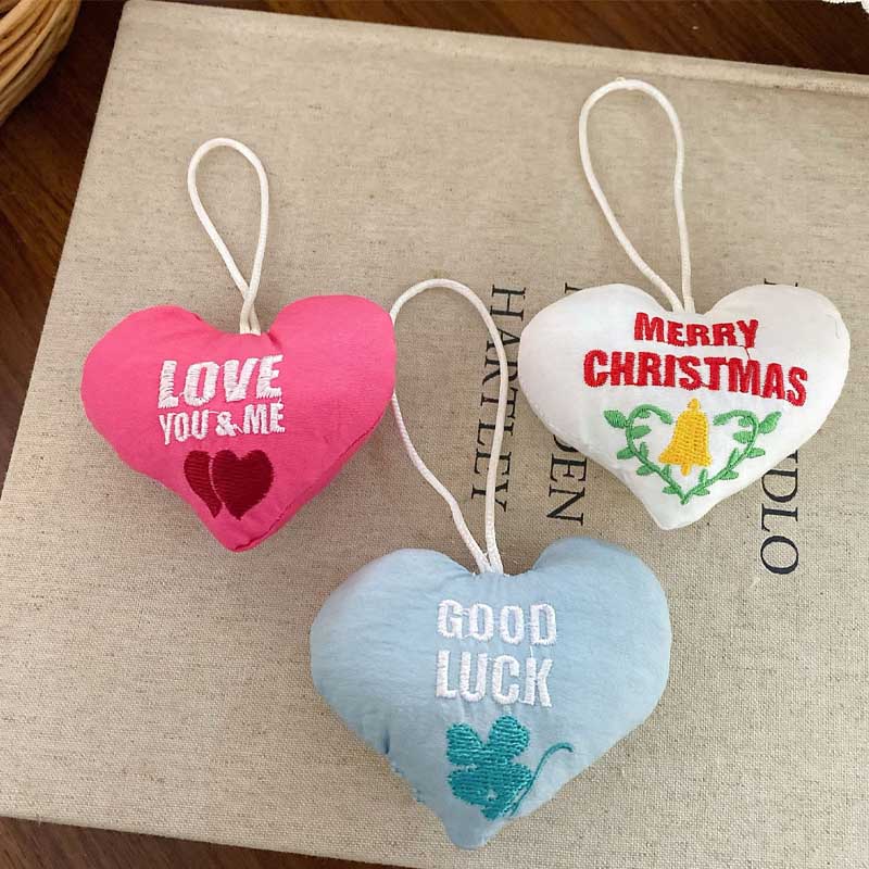 Sweet Floral Letter Embroidered Heart Bag Charm