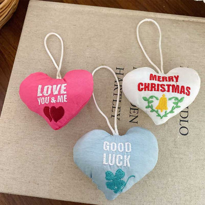 Sweet Floral Letter Embroidered Heart Bag Charm