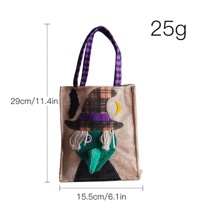 Halloween Linen Pumpkin Tote Kids Candy Bag