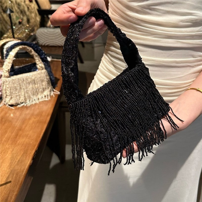 Hand Beaded Fringe Evening Clutch