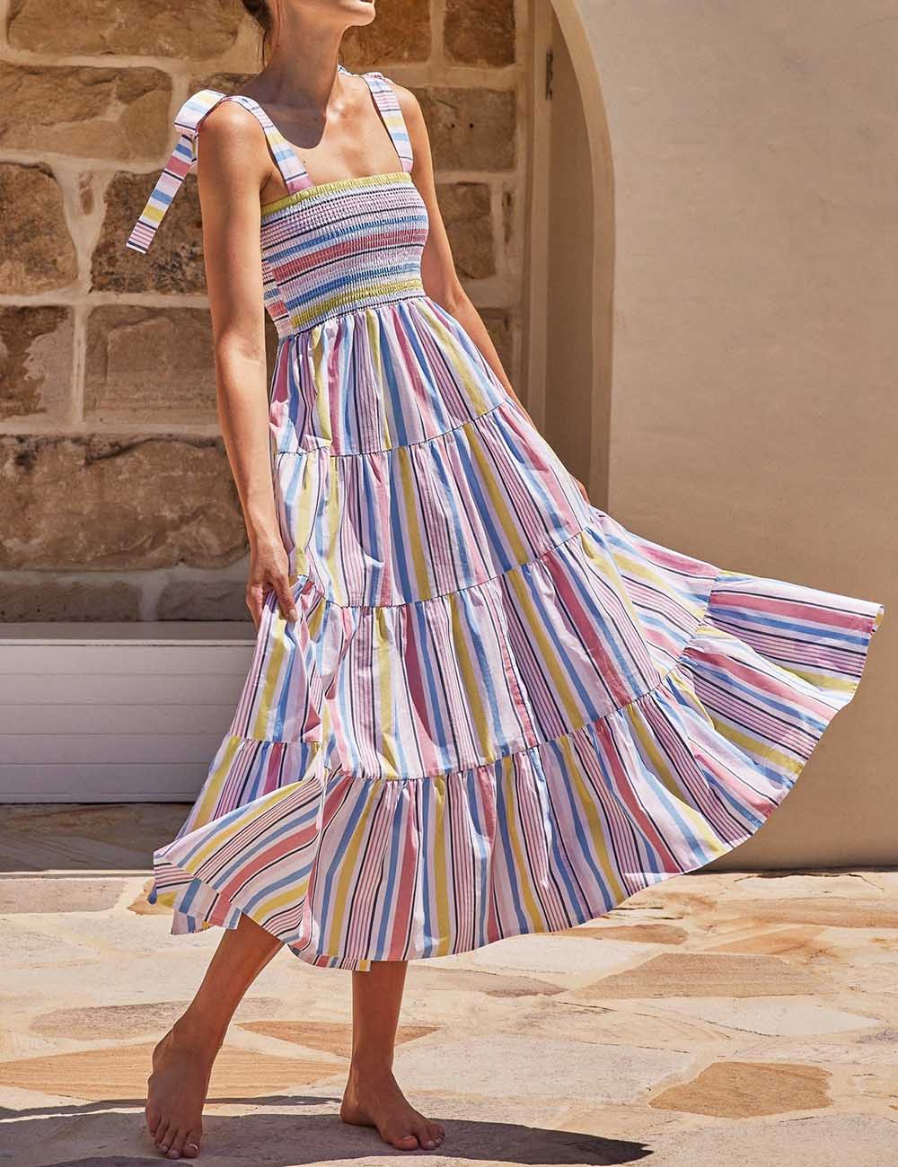 Floral Print Strap Shoulder Maxi Dress