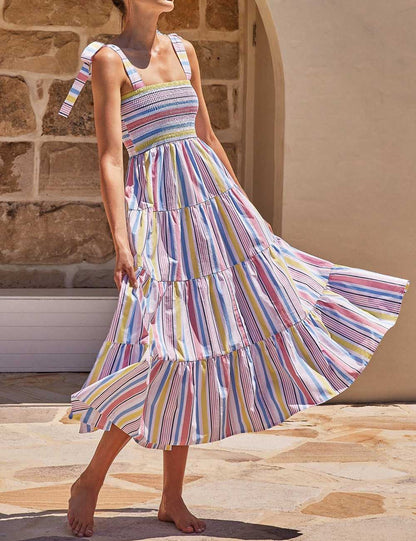 Floral Print Strap Shoulder Maxi Dress