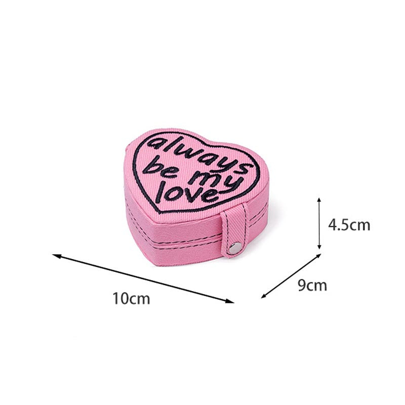 Vintage Heart Shape Embroidered Flower Jewelry Case