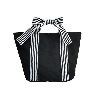 Ladies Bowknot Striped Canvas Handbag