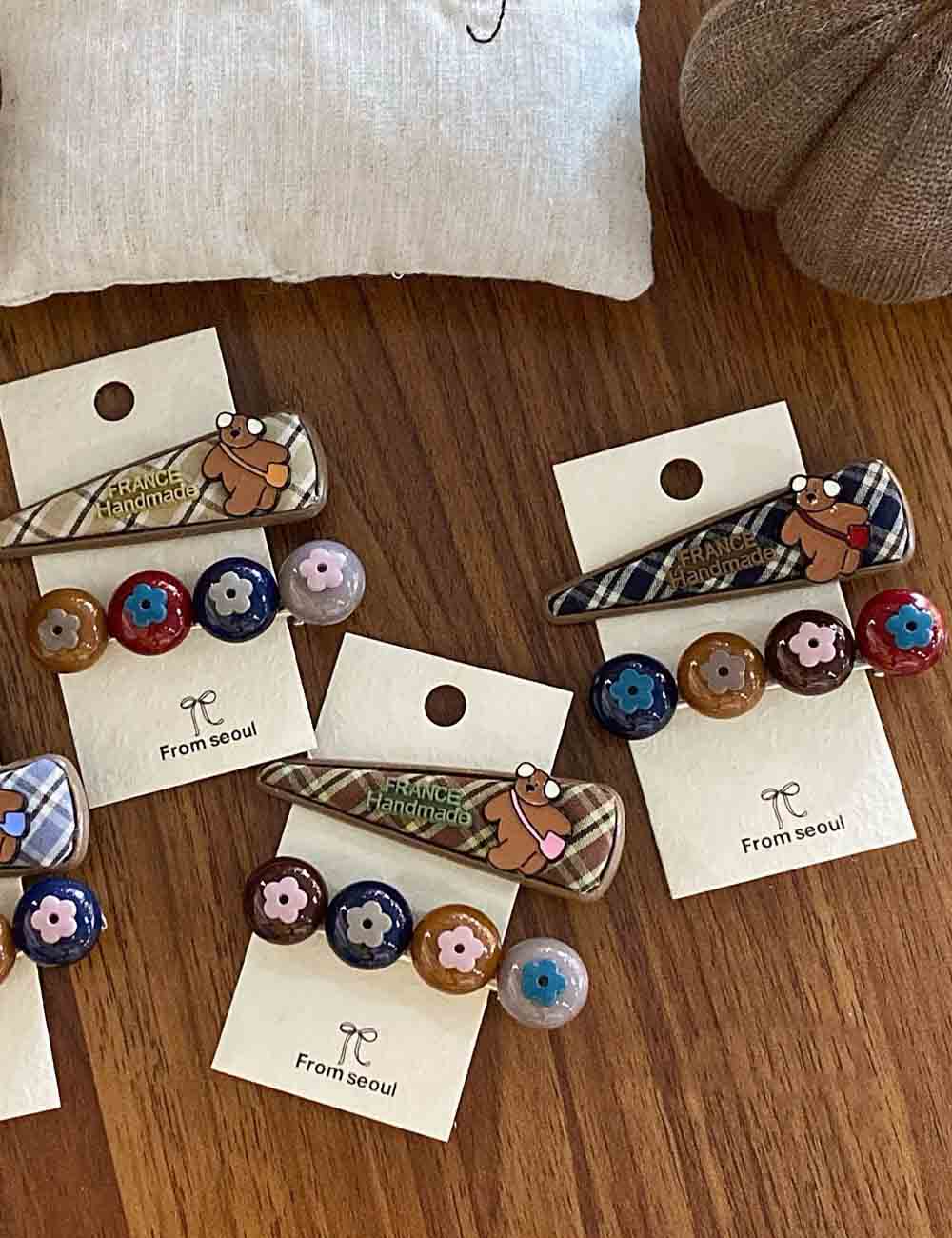 Cute Bear Flower Letter Hair Clip Sets