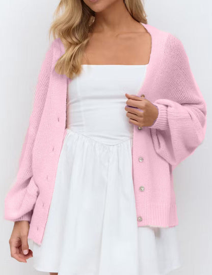 Casual V-Neck Hollow Out Long Sleeve Cardigan