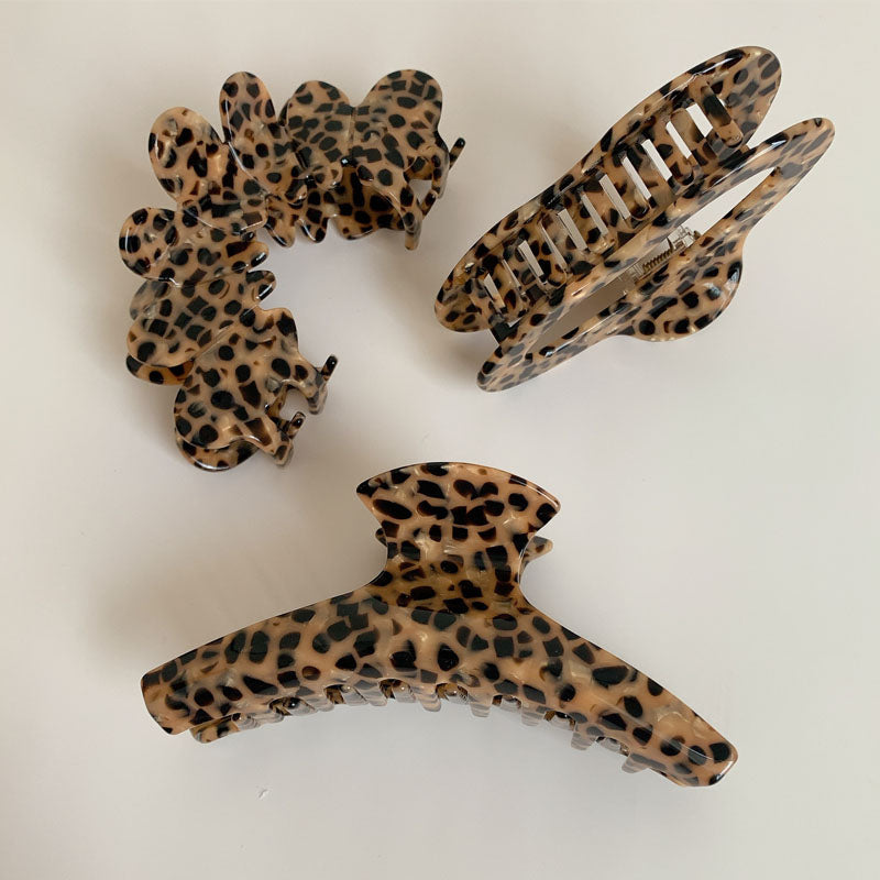 Leopard Print Hollow Geometric Acetate Hair Claw