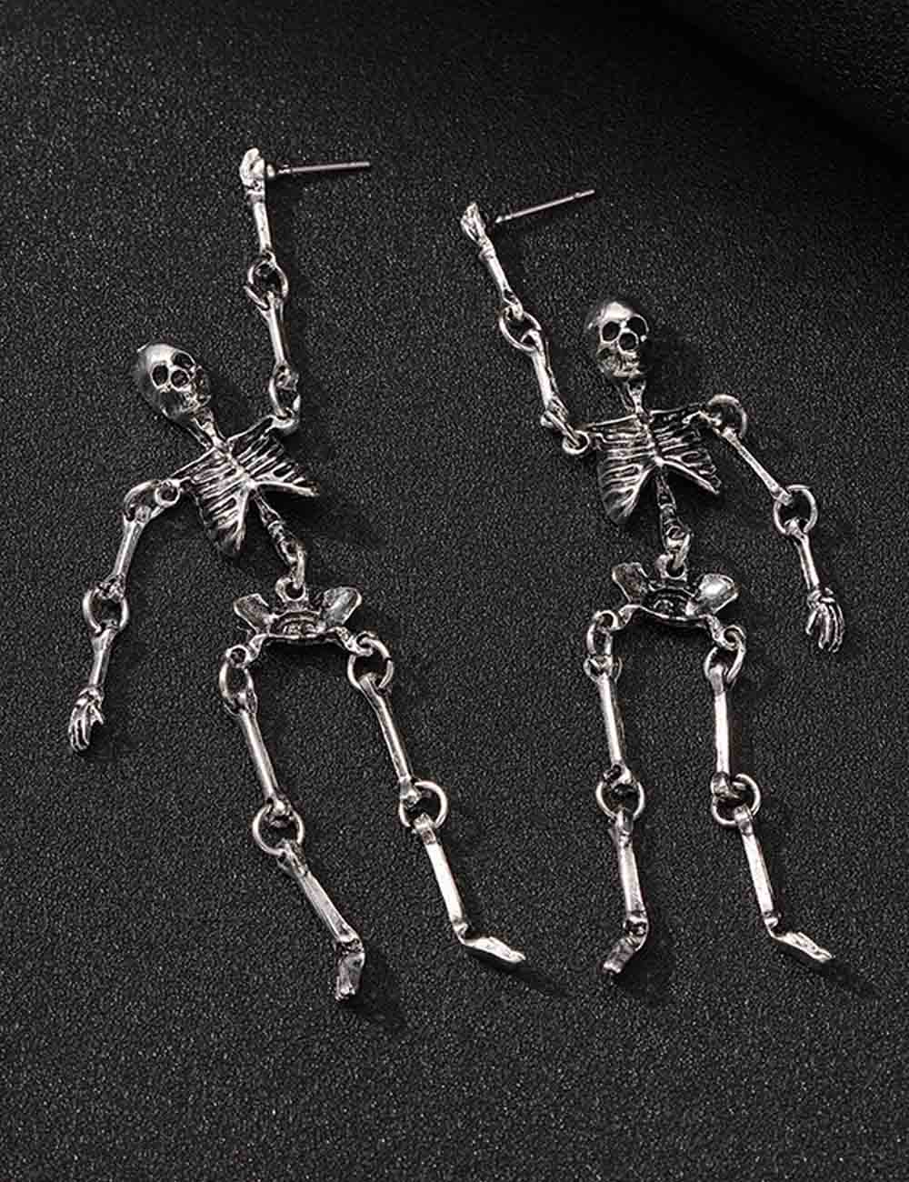 Punk Gothic Skeleton Skull Halloween Dangle Earrings